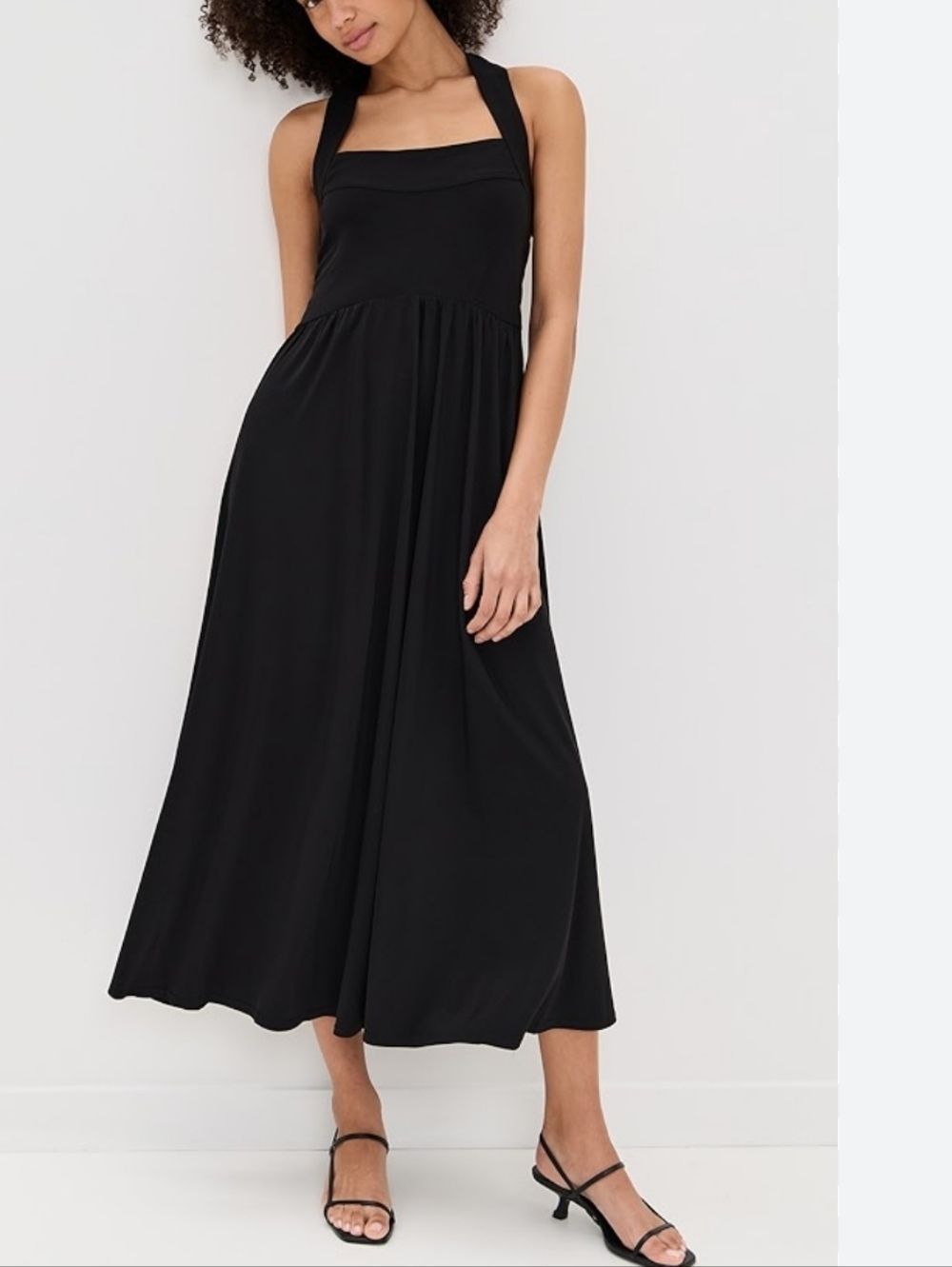 Hill House Fleur Halter Neck Maxi Dress Black Backless Flowy LBD